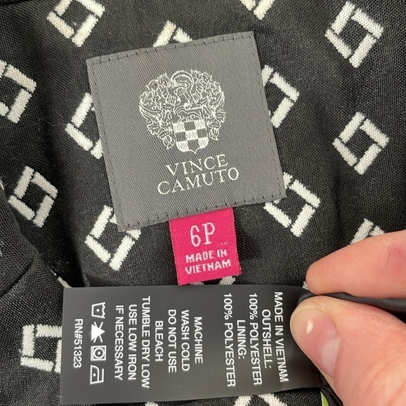 Vince Camuto Blazer Women's 6P 6 Petite Black White Jacket Collared - Picture 12 of 14